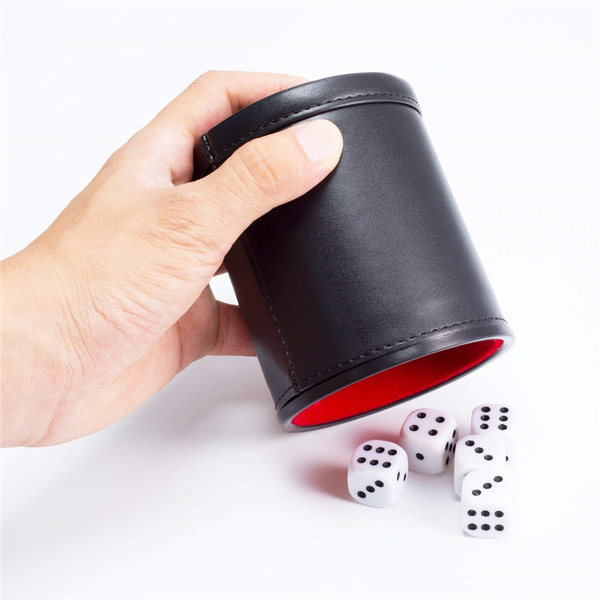 Felt Interior PU Leather Dice Cup 5 Dot Dice Adult Playing Game Toys 