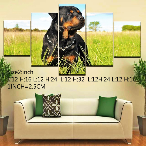 Living Room Wall Art Pictures Hd Printed 5 Pieces Pcs Rottweiler Dog Animal Modern Painting On Canvas Home Decor Posters Ca1003 Wish - Dog Wall Art Ideas For Living Room