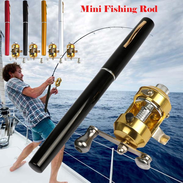 Telescopic Mini Portable Pocket Fish Pen Aluminum Alloy Fishing Rod Pole  Reel