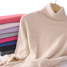 Wool Pure Cashmere Sweater Women Turtleneck Thicken Pullovers High Neck Knitting Sweaters Plus Size