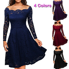 slim dress, Lace, Cocktail, Long Sleeve