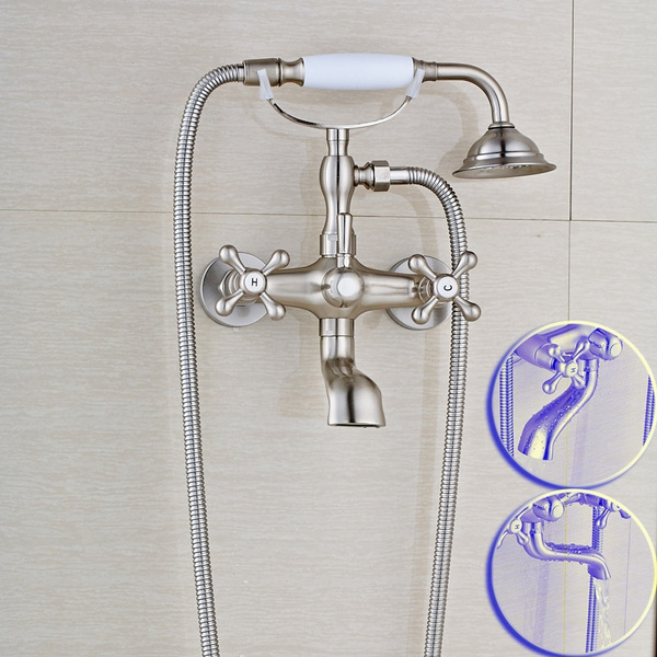 Bathroom Bathtub Faucet Wall Mounted with Tub Spout Cold and Hot Water ...