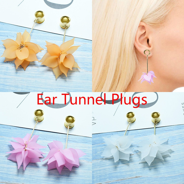 1pair Dangle Acrylic Lilies Ear Plugs 