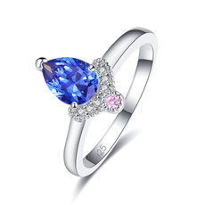 Sterling, pink, blueweddingjewelry, 925 silver rings