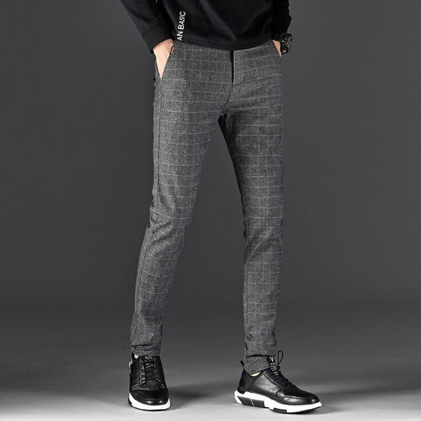 black plaid dress pants men