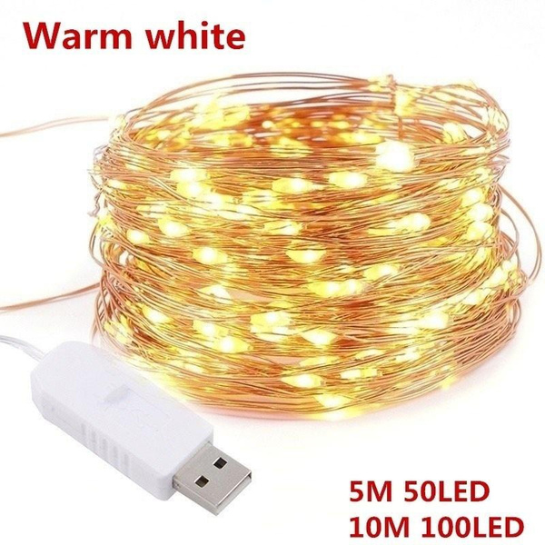 USB Charge 50/100LED String Copper Wire Fairy Light Wedding Xmas Party Decor 10M 