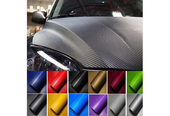 30*127cm 3D Carbon Fiber Vinyl Film Wrap Car Hood Roof Door Trunk Sticker Sheet 
