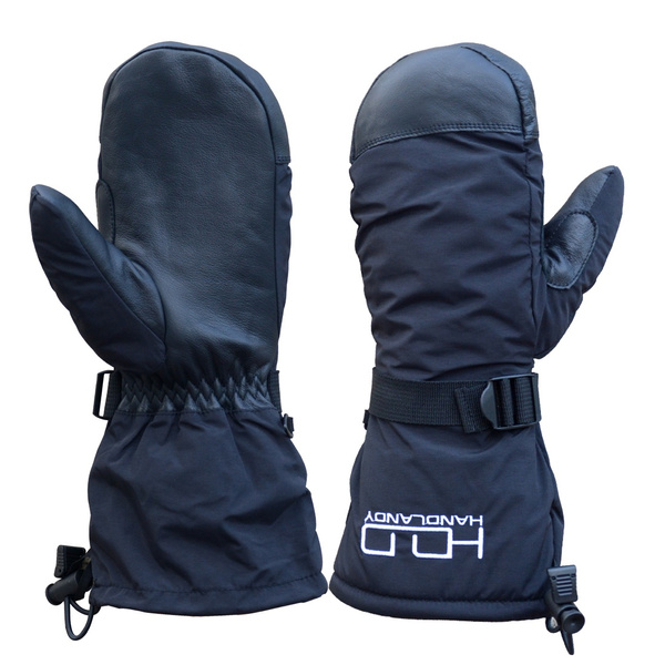 Winter Mitts Men Cowhide Leather Ski Lobster Claw Winter Sports