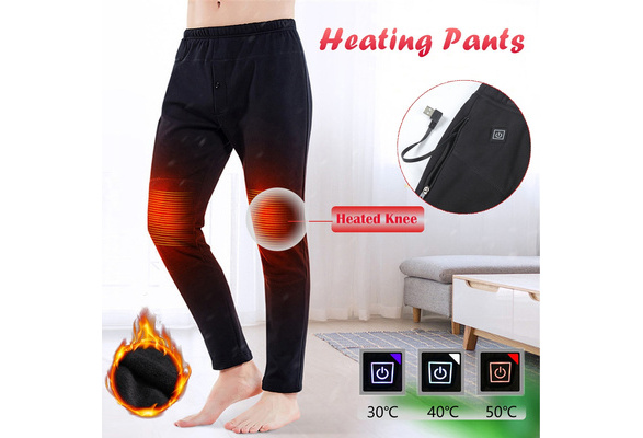 Electric Heated Warm Pants Men Women USB Knee Belly Heating Base Layer  Elastic Trousers Leggings S-5XL