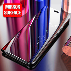 Luxury Mirror Screen PU Leather + PC Flip Smart Mirror Case Cover for Samsung Galaxy A6 (2018) A7 (2018) A8 (2018) A9 (2018) J3 (2018) J4 (2018) J6 (2018) J7 (2018) S9+ S9 S8+ S8 J4+ J6+ Note 9 Huawei Mate 20 Lite Mate 20 Pro P20 Lite Y6 Prime (2018) P Smart Y5 (2018) XiaoMi A2 Lite RedMi Note 5