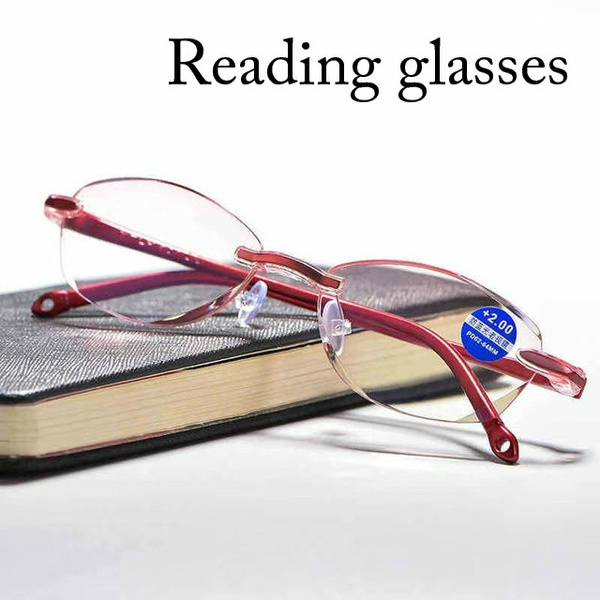 Fashion Anti Blue Light Reading Glasses Women Rimless Presbyopia ...