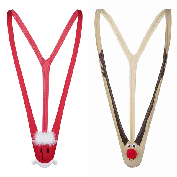 Men's Christmas Lingerie Bodysuit One Piece Novelty Bikini Underwear Wish