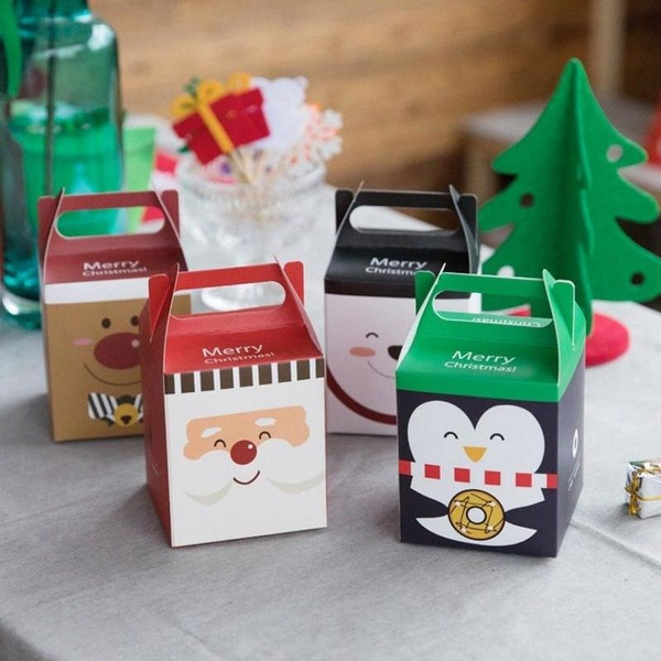 Kuchenpaket Weihnachtsgeschenktüten Elch Weihnachtsmann Kraftpapier-Geschenkbox