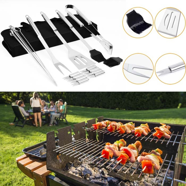  BBQ Accessories Kit - 20pcs Stainless BBQ Grill Tools Set for  Smoker Camping Barbecue Grilling Tools BBQ Utensil Set Outdoor Cooking Tool  Set with Canvas Bag Gift for Thanksgiving Day