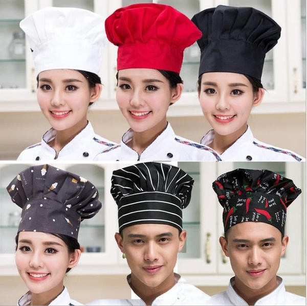Chef Hat Restaurant Kitchen Working Catering Elastic Cap for Adults 6 Color 