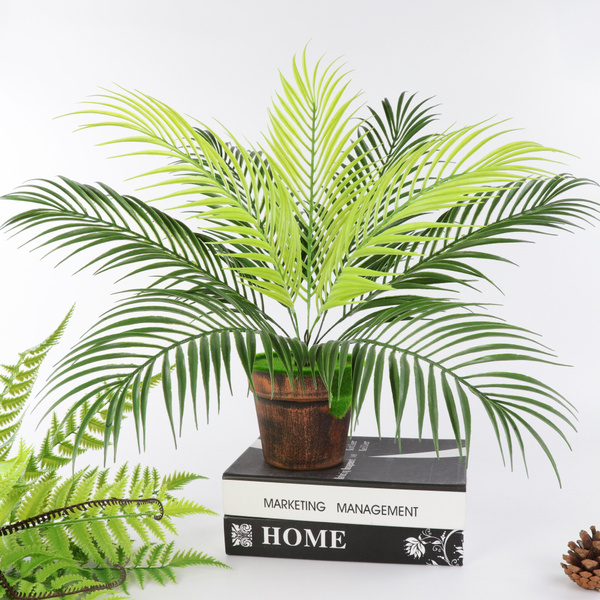 20 Artificial Palm Leaf Bush Greenery Plants Faux Fake Tropical Fronds Plant 9 Leaves Tree For Home Party Wedding Decorations Wish - Artificial Palm Trees For Home Decor