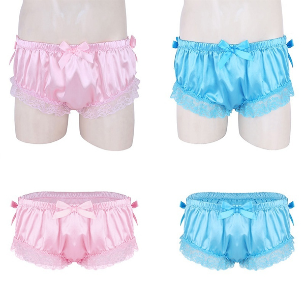 Men's Satin Lace Bowtie Triangle Briefs Bloomers Ruffle Panties | Wish