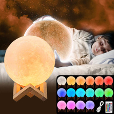 Romantisk 3D-utskrift USB LED Magical Moon Light Moon Lamp 16 färger som byter fjärrkontroll Night Light Touch Sensor