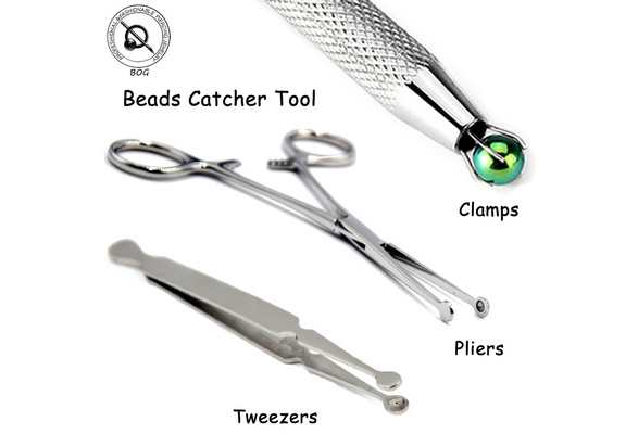 4.5" Stainless Steel Bead Holder Tweezers Clamps Body Piercing Tool 