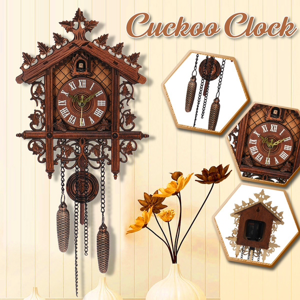 Vintage Cuckoo Clock Forest Quartz Swing Wall Alarm Handmade Room Decoration 