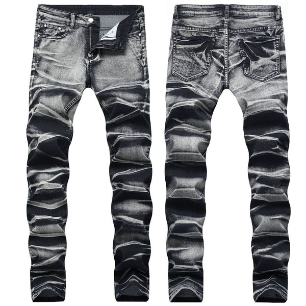 Classic Black Gray Denim Men Jeans Retro Designer Slim Fit Jeans Men ...