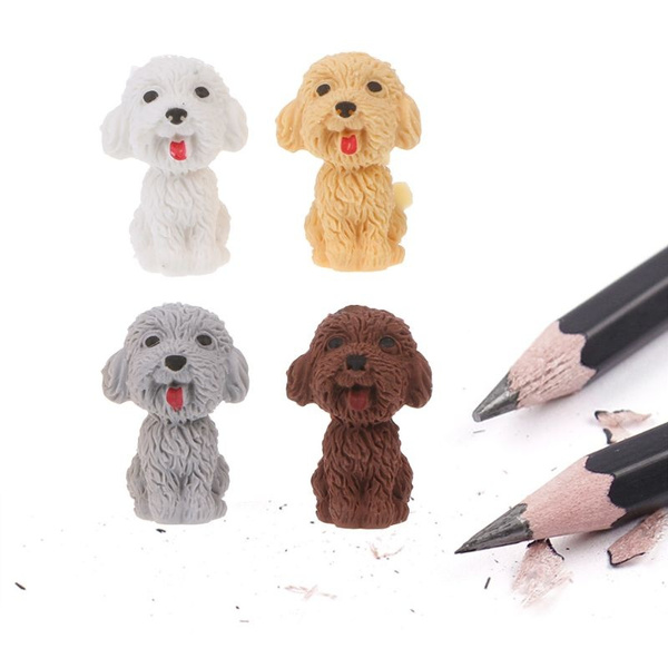 Mini 3D Cute Cartoon Dog Rubber Pencil Eraser School Student Correction Supplies 