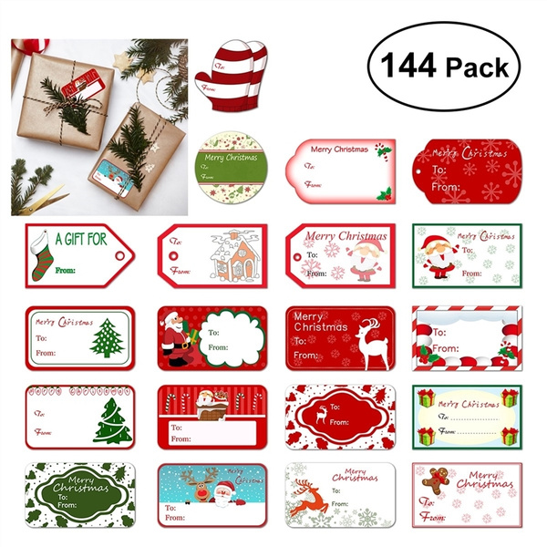 TINKSKY 144 Christmas Self Adhesive Gift Tag Stickers 24 Assorted Designs Santa Snowmen Xmas Tree Deer Christmas Festival Birthday Wedding Holiday ...