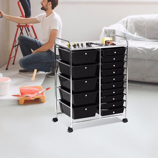 Details about   15-Drawer Rolling Organizer Cart Utility Storage Tools Scrapbook Paper Office HS 
