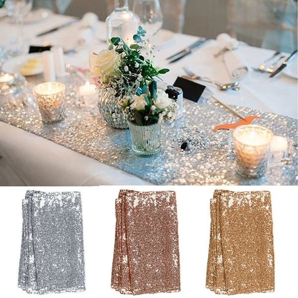 Gold Sequin Decor Table Runner Cloth Background For Wedding Party 30x180cm、2018 Gold Sequin Decor Table Runner Cloth Background For Wedding Party 30x180cm、2018