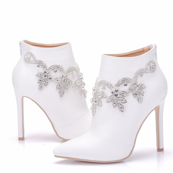 Crystal Queen Rhinestone Pointed Toe Ankle Boots