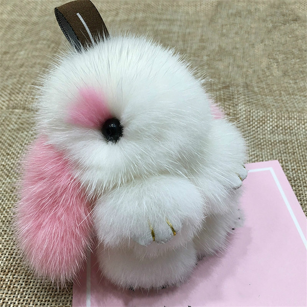 Bunny keychain sale real fur