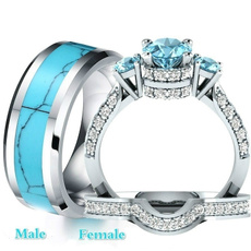 Couple Rings, Steel, Turquoise, wedding ring