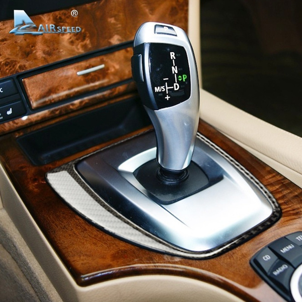 For BMW E60 Carbon Fiber 2008-2010 Interior Decoration 5 Series Accessories  Car Central Control Gear Shift Panel Frame Cover Trim Sticker
