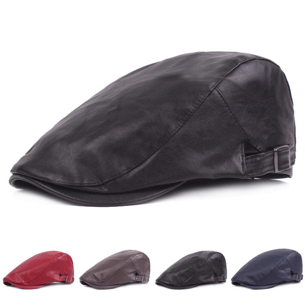 Trendy Vintage Men's Leather Gatsby Cap 