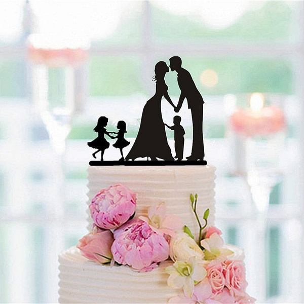 Family Cake Topper Silhouette Groom and Bride with Little Boy,Wedding Cake  Topper : Amazon.co.uk: Grocery