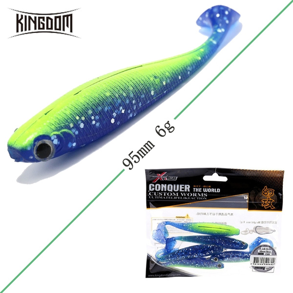 Kingdom Fishing Lure 5Pcs Soft Bait With T-Tail 95mm/6g 3.74in/0.21oz For  Saltwater Freshwater Model 3816