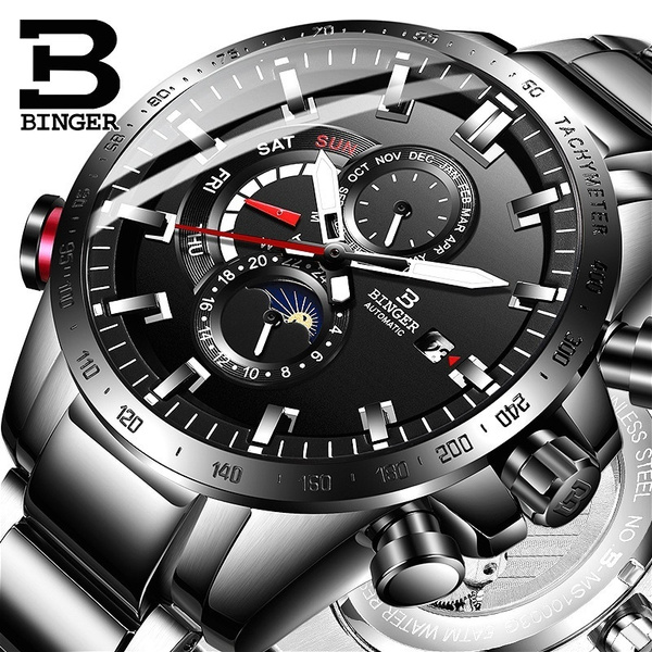 BINGER Mens Moon Phase Luminous Lige Automatic Watch Waterproof B1189 5268G  From Bwqa851, $83.92 | DHgate.Com