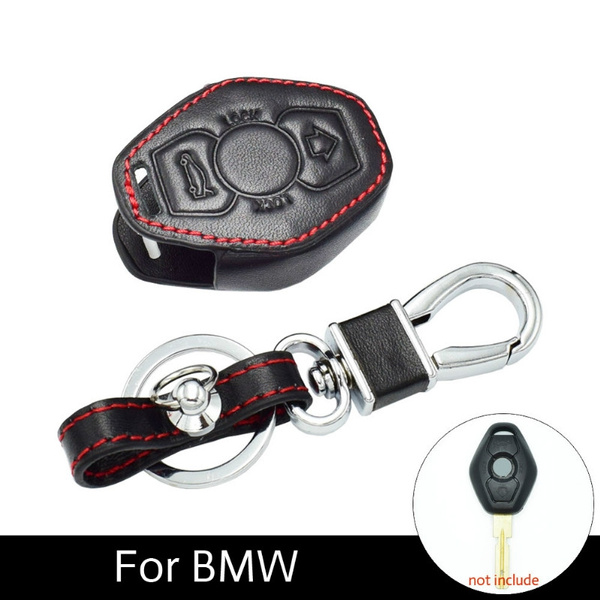 Genuine Leather Car Key Keychain Fob Cover for BMW X3 X5 Z3 Z4 3 5 7 Series  E38 E39 E46 E83 M5 325i Keys with Key Ring Car Styling1pcs/lot