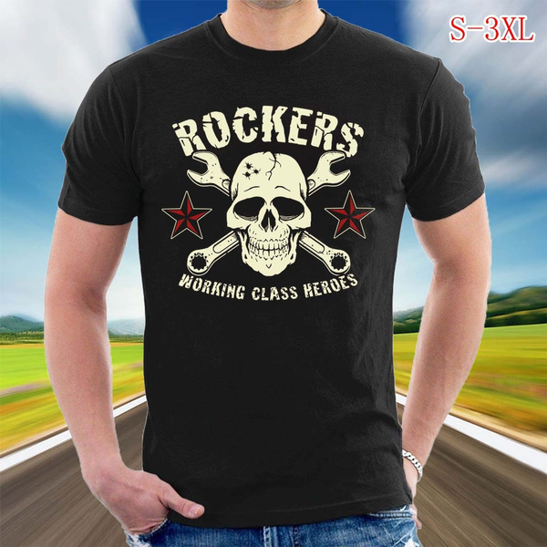 Rock'n'Roll Rockabilly Punk Rocker Skull T-Shirt ROCKERS  WORKING CLASS HEROES