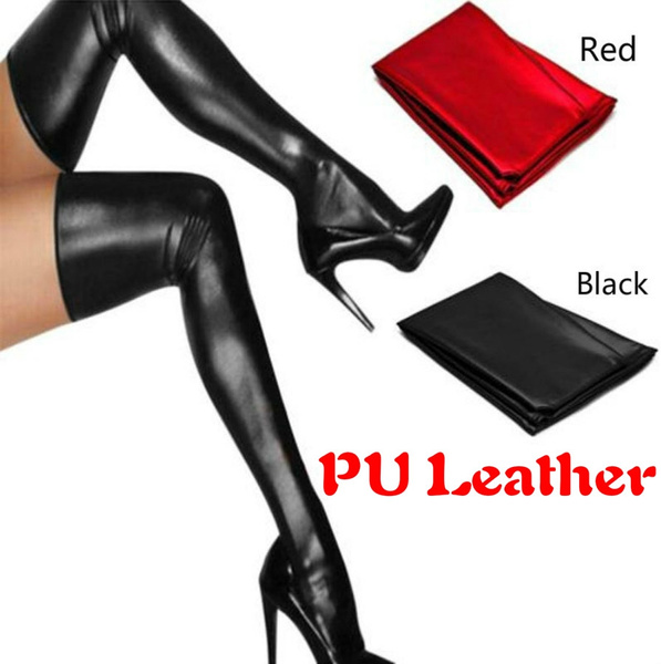 New Women Lingerie Pu Leather Legging Stockings Pvc Wetlook Clubwear Thigh High Stockings Wish 6536