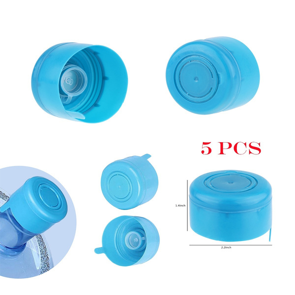 inlzdz Lot de 5 Bouchon Bouteille Eau Capuchon Distributeur Fontaine Accessoire Replacement Anti Splash Lids pour 55mm 3-5 gallons R/éutilisables Anti-/éclaboussures Non-d/éversement Bleu 55 x 36 mm