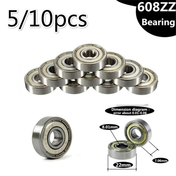 FKG 608ZZ Deep Groove Ball Bearings 8x22x7mm - 10 Pack, For 3D Printers, Skateboards, RC Cars, Bearing Steel