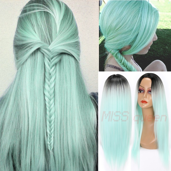 mint green ombre wig