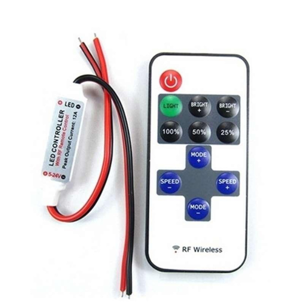 Mini Telecomando RF Dimmer Per Strisce LED 12V - Regolatore Wireless Con Controllo Luminosità E Velocità