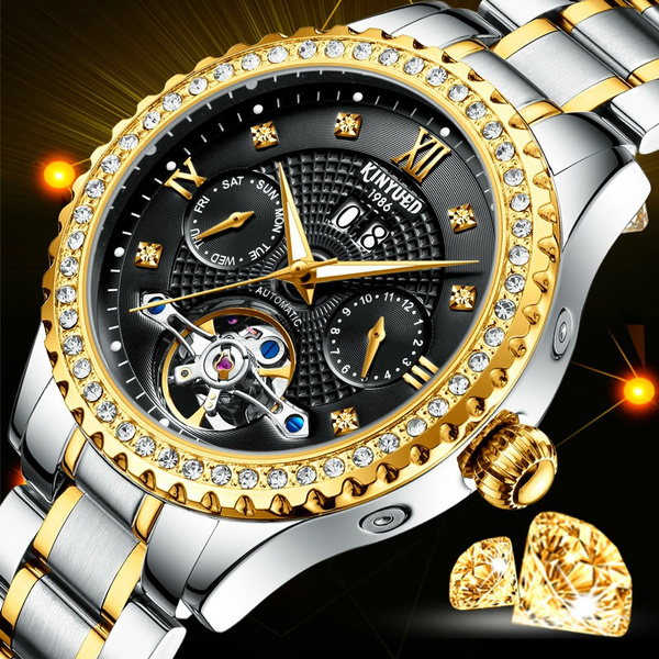 Relojes Automaticos De Diamantes De Lujo Reloj Mecanico Automatico Para Hombres Tourbillon Zafiro Luminoso Negocio Automatico Reloj Con Caja De Regalo Wish