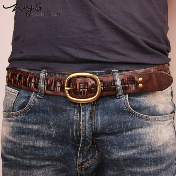 JIFANPAUL brand men high quality genuine leather belt luxury belts cowskin  fashion Strap male Jeans for man Without gift box - AliExpress
