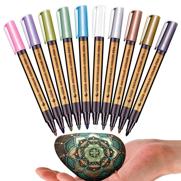 Metallic Markers Pen For Rock Painting - Medium Point, Metallic