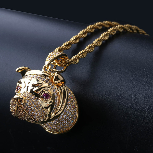 Iced out shop dog pendant