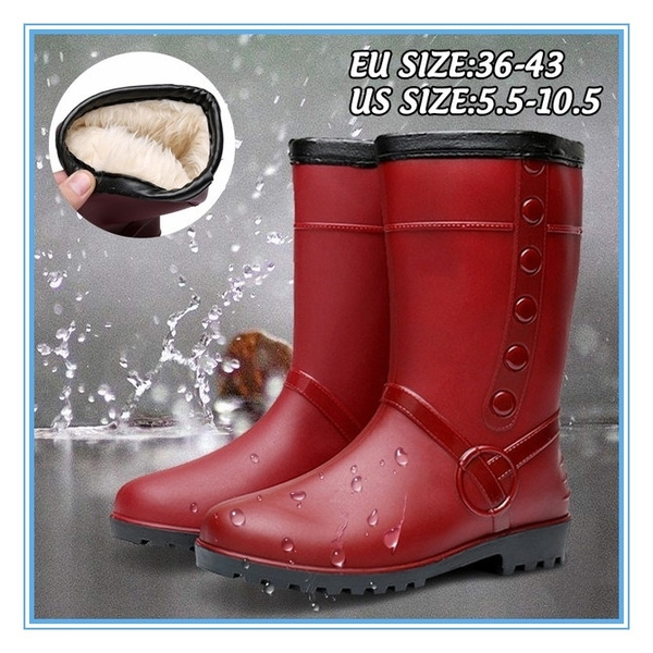 Womens fur lined rain on sale boots