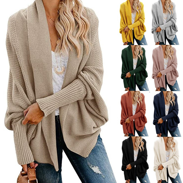 New Arrival Women Loose Long Knitted Cardigan Sleeve Cardigan Abrigos Casual Tops Outwear Coat | Wish